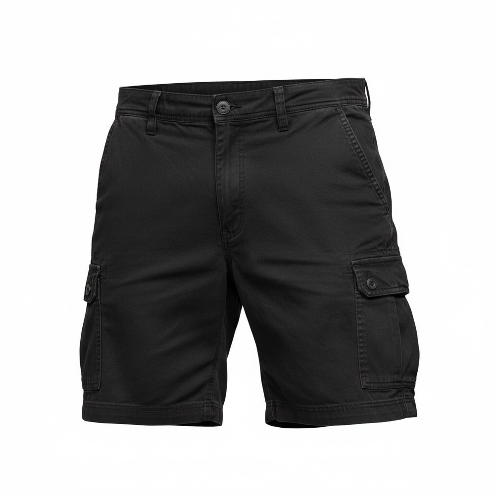 St Johns Bay Mens Cargo Shorts Black Size 40 Comfort Stretch Flat Front Classic